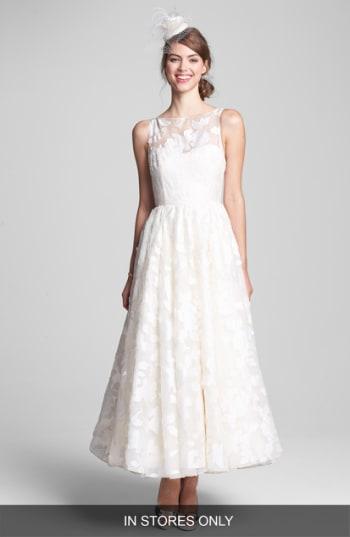 Women's Hayley Paige 'hepburn' Floral Applique Silk Organza Dress