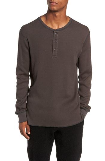 Men's Wings + Horns Long Sleeve Thermal Henley - Grey