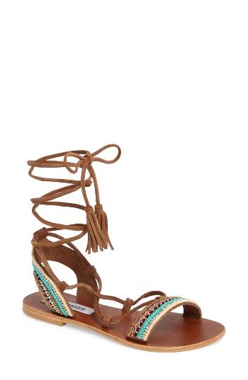 Women's Steve Madden Orva Embellished Ghillie Wrap Sandal M - Brown