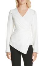 Women's Amur Joanna Button Shoulder Silk Blouse - White