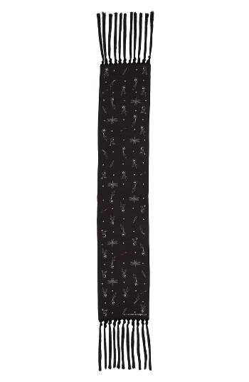 Women's Alexander Mcqueen Party Skull Silk Scarf, Size - Black