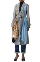 Women's Burberry Colorblock Vintage Check Gauze Wool & Silk Scarf, Size - Blue