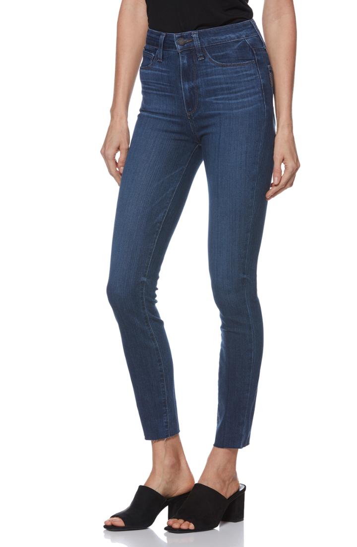 Women's Paige Transcend - Margot High Waist Raw Hem Ankle Skinny Jeans - Blue