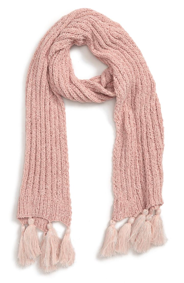Women's Leith Metallic Tassel Chenille Scarf, Size - Pink