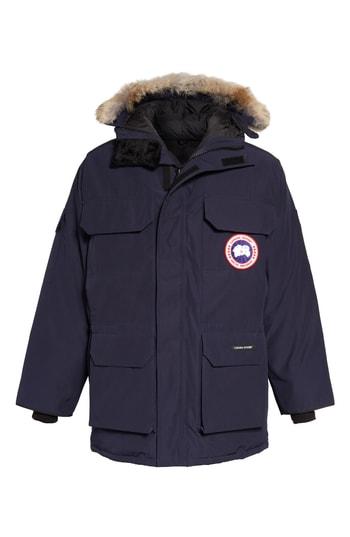 Men's Canada Goose Pbi Expedition Regular Fit Down Parka With Genuine Coyote Fur Trim, Size - Blue