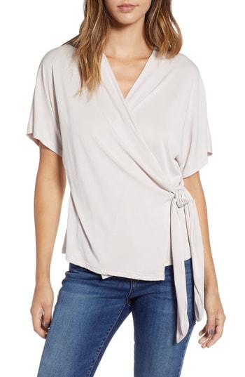 Women's Short Sleeve Wrap Top - Purple