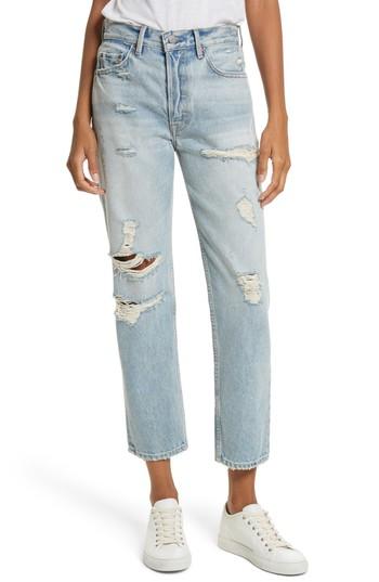 Women's Grlfrnd Ripped Rigid High Waist Straight Jeans