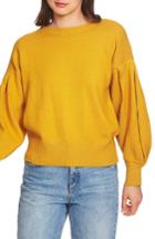 Women's 1.state Crewneck Blouson Sleeve Cotton Blend Sweater - Yellow