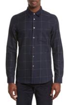 Men's Ps Paul Smith Rainbow Embroidered Windowpane Sport Shirt - Blue