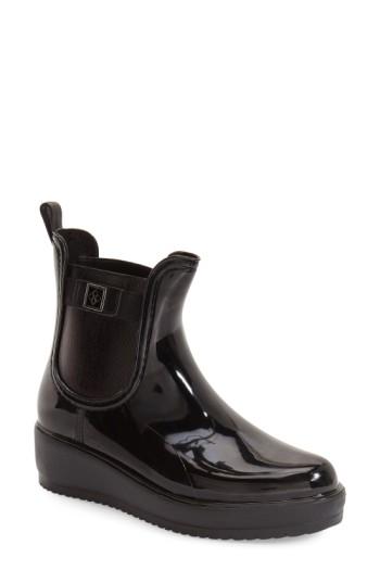 Women's Dav 'wakefield' Waterproof Platform Rain Chelsea Boot M - Black