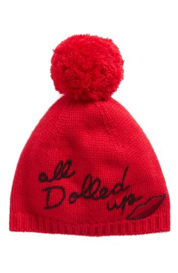 Women's Kate Spade New York All Dolled Up Pom Beanie - Red