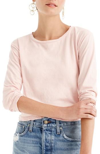 Women's J.crew Twist Hem Pima Cotton Tee, Size - Ivory