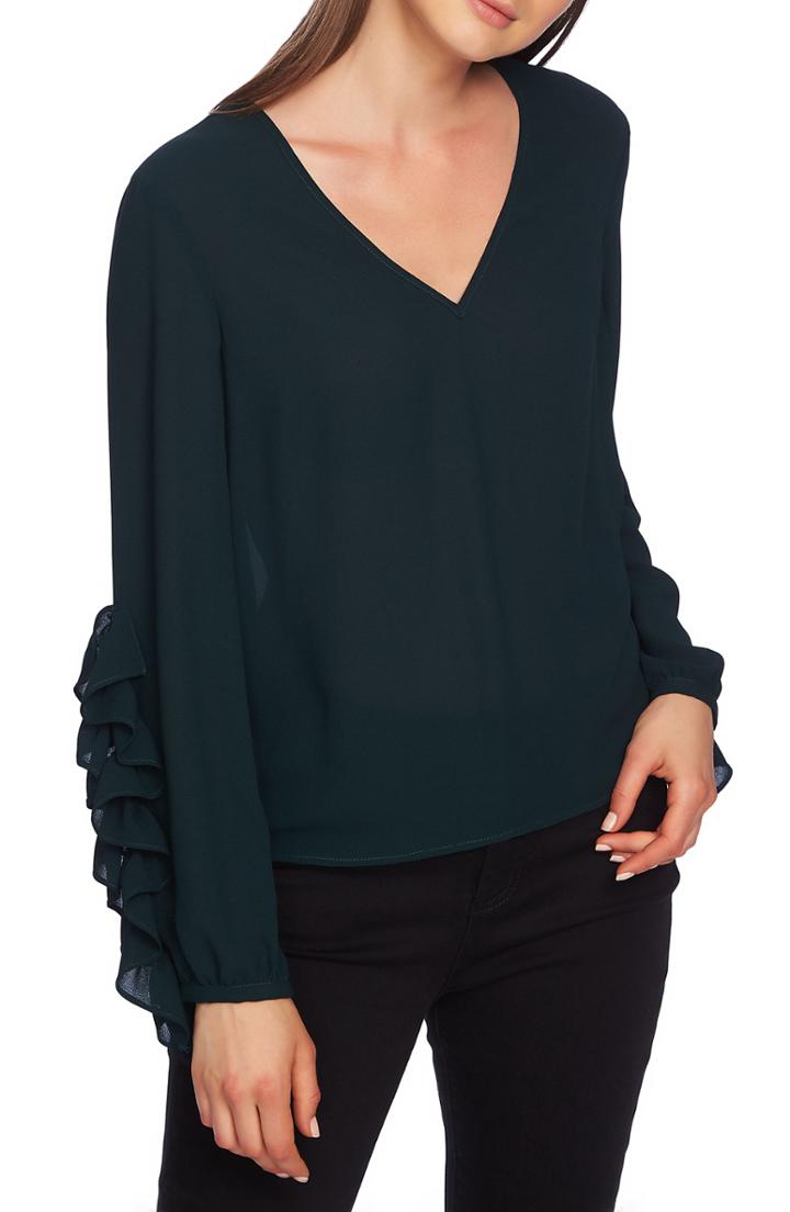 Women's 1.state Ruffle Sleeve Blouse - Green