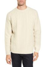 Men's Schott Nyc Fisherman Knit Wool Blend Sweater, Size - White