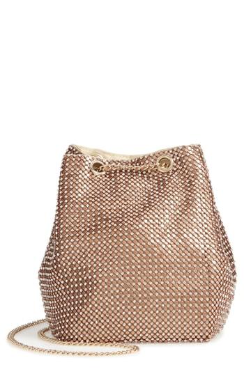 Nordstrom Crystal Mesh Crossbody Bucket Bag - Metallic