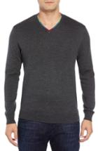 Men's Bugatchi V-neck Merino Wool Sweater, Size - Black