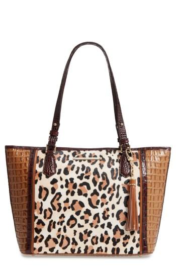 Brahmin Medium Amber Capella - Asher Leather & Genuine Calf Hair Tote - Brown