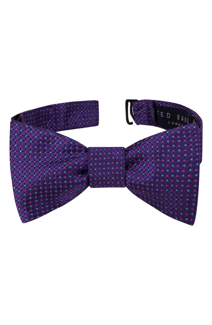 Men's Ted Baker London Check Silk Bow Tie, Size - Purple