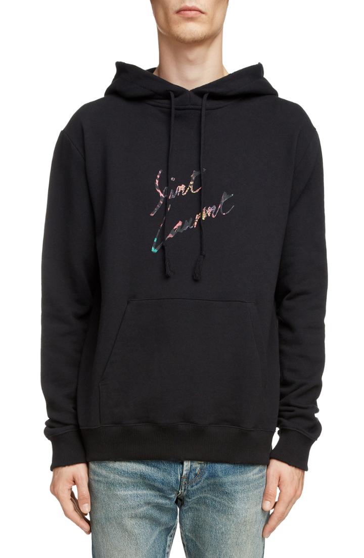 Men's Saint Laurent Destroyed Logo Hoodie