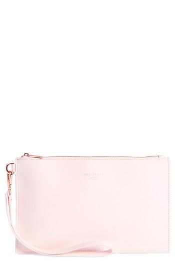 Ted Baker London Top Zip Faux Leather Pouch - Pink