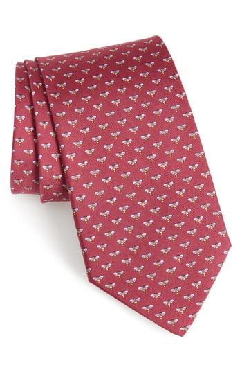 Men's Salvatore Ferragamo Falena Print Silk Tie, Size - Red