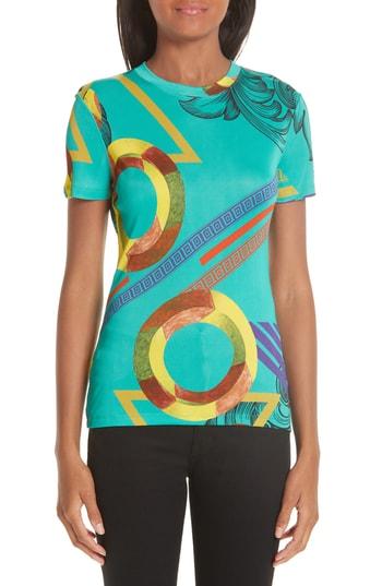 Women's Versace Collection Abstract Print Tee Us / 38 It - Blue/green