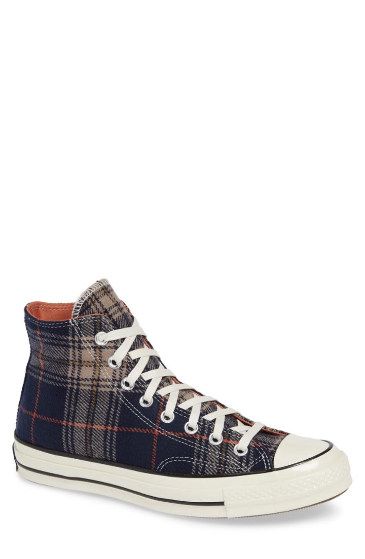 Men's Converse Chuck 70 Plaid Hi Sneaker .5 M - Blue