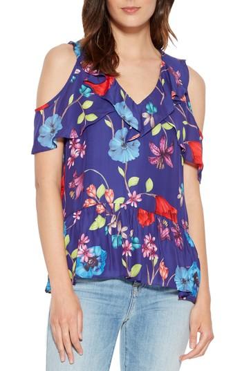 Women's Parker Dedra Silk Blend Cold Shoulder Blouse - Blue