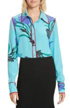 Women's Diane Von Furstenberg Floral Print Stretch Silk Shirt - Blue/green