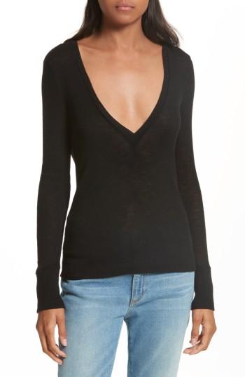 Women's T By Alexander Wang Sheer Wool Sweater - Black