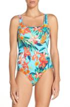 Women's Tommy Bahama Floriana Reversible One-piece Swimsuit - Blue