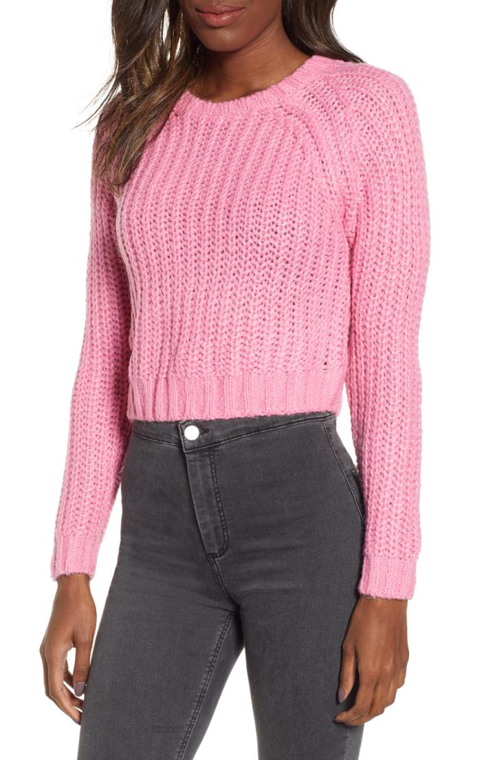 Women's Noisy May Morena Crop Sweater - Pink