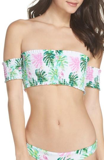 Women's Pilyq Smocked Off The Shoulder Bikini Top - White