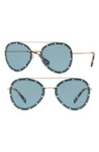 Women's Valentino 58mm Metal Aviator Sunglasses - Gold/ Blue