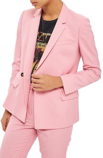 Women's Topshop Double Breasted Suit Jacket Us (fits Like 6-8) - Pink