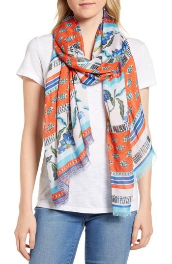 Women's Rebecca Mixed Floral Stripe Scarf, Size - Orange