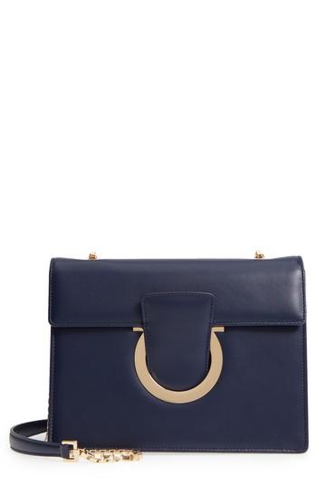 Salvatore Ferragamo Thalia Gancio Leather Shoulder Bag - Blue