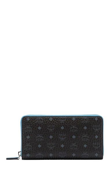 Women's Mcm Visetos Coated Canvas Zip Wallet - Black
