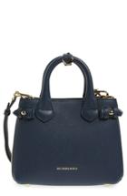 Burberry 'mini Banner' House Check Leather Tote - Blue