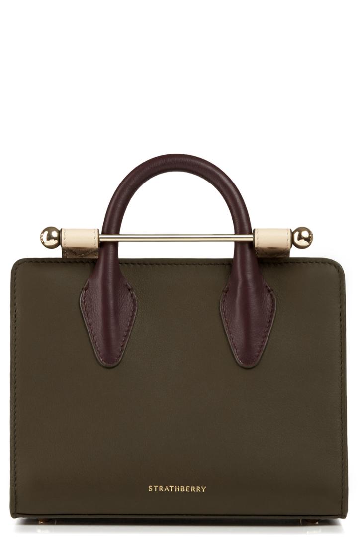 Strathberry Nano Tricolor Leather Satchel -