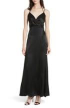 Women's L'agence Octavia Strappy Silk Charmeuse Gown - Black