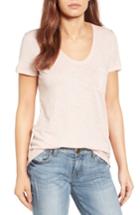 Women's Caslon Rounded V-neck Tee, Size - Pink