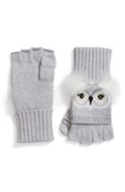 Women's Kate Spade New York Who Me Owl Merino Wool Pop-top Mittens, Size - Grey