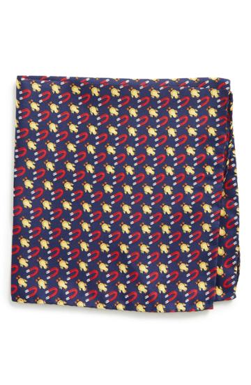 Men's Lazyjack Press Chick Magnet Silk Pocket Square, Size - Blue