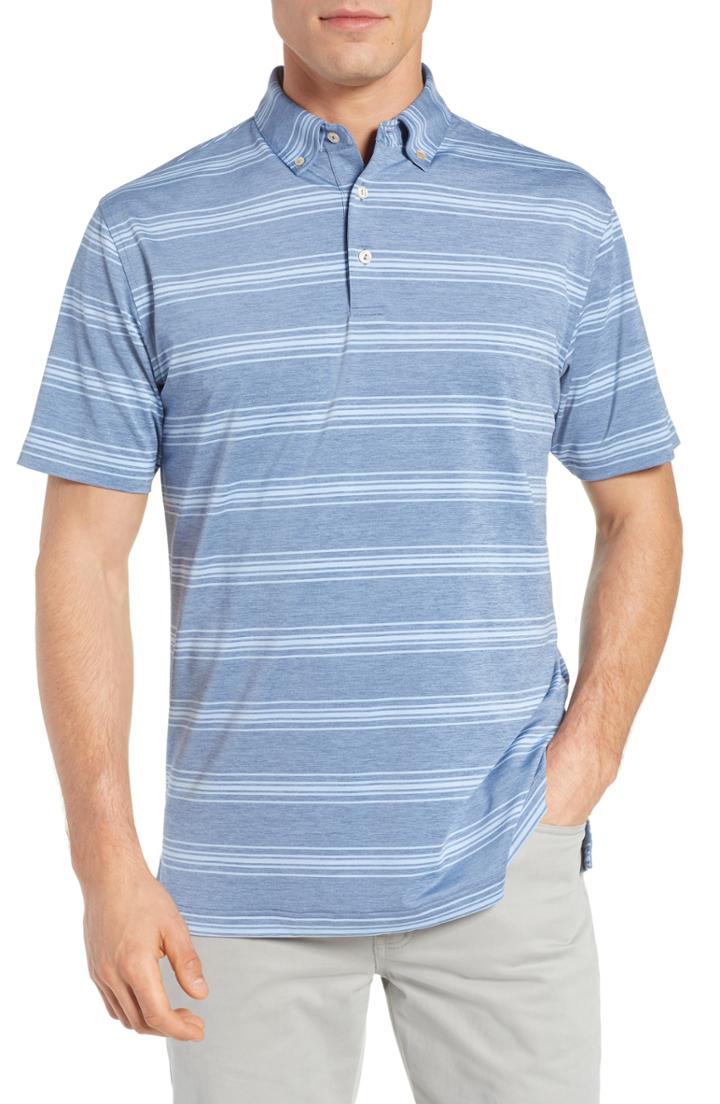 Men's Peter Millar Stripe Stretch Jersey Performance Polo - Purple