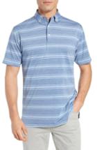 Men's Peter Millar Stripe Stretch Jersey Performance Polo - Purple