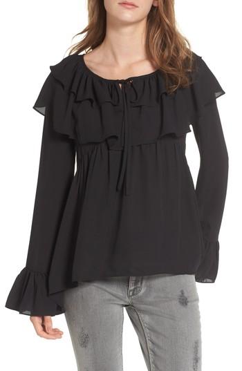 Women's Moon River Layered Ruffle Blouse - Black