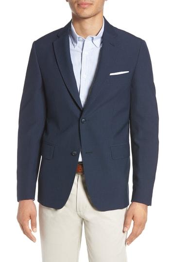 Men's John W. Nordstrom Traditional Fit Solid Wool Blend Sport Coat S - Blue