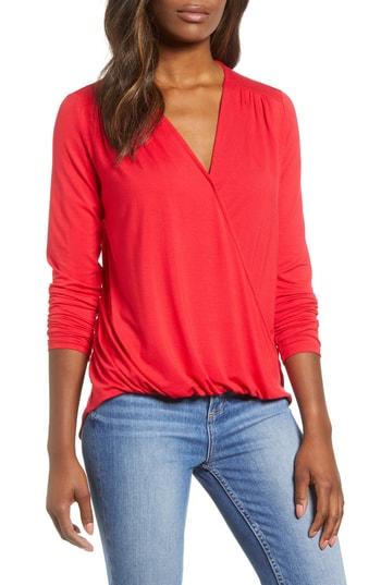 Women's Gibson Surplice Knit Top - Red