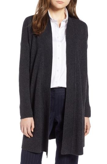 Women's Halogen Open Front Drape Cardigan /small - Grey